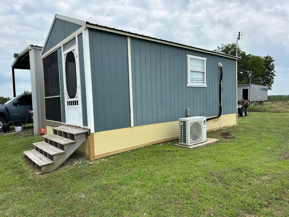 240 square foot tiny home for sale. Split unit a/c and heat. Stove included with house.