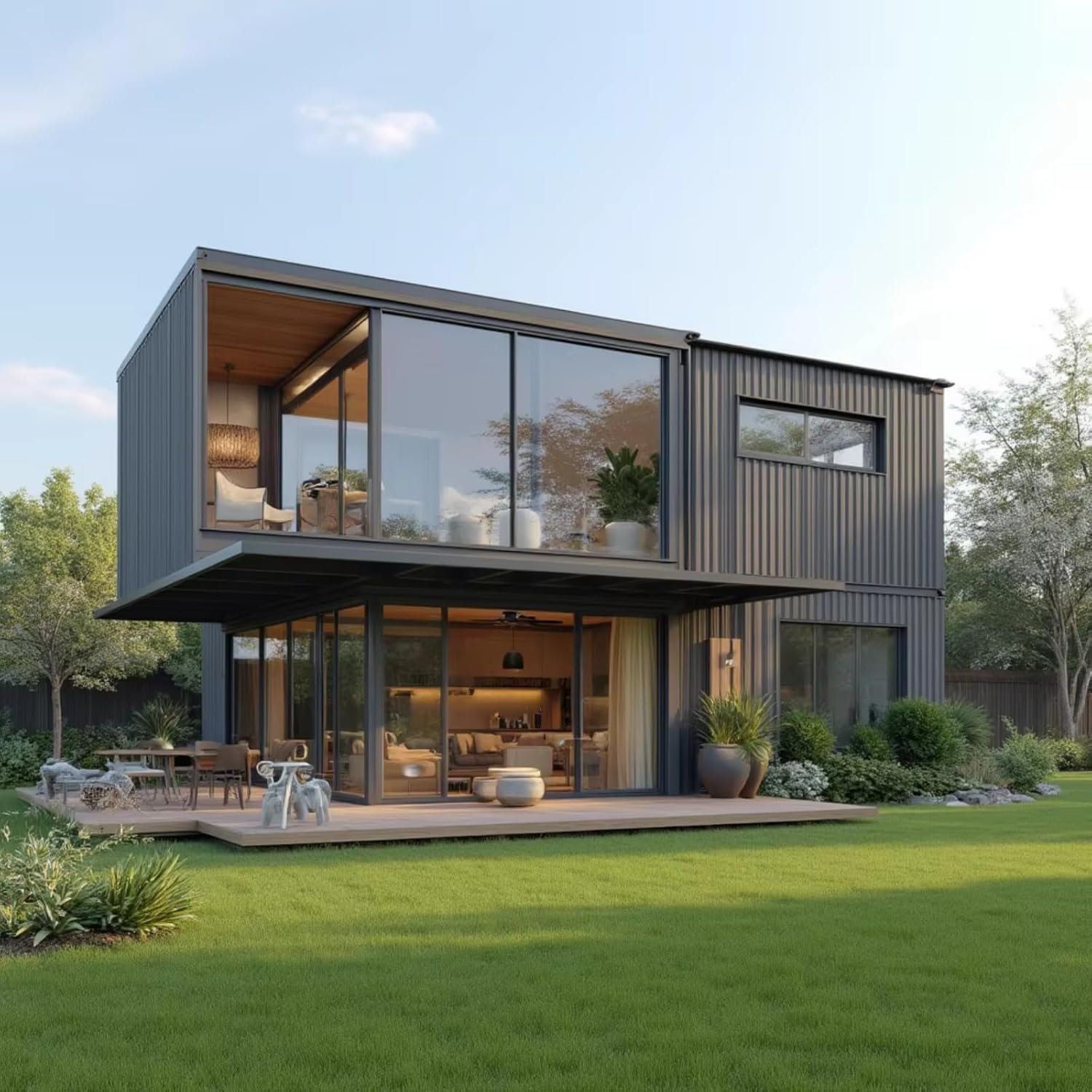 Expandable Container House (320 sq ft) – 2–3 Bedroom Modular Cabin with Kitchen & Bath