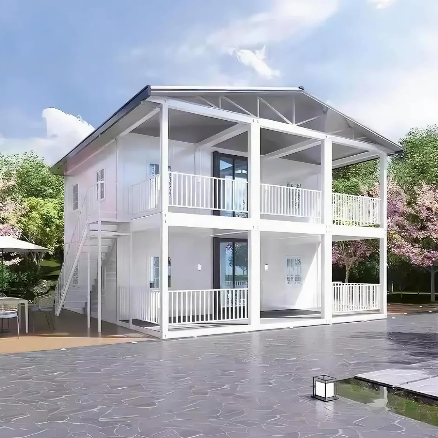 Luxury 2-Story Tiny House (400 sq ft) – Expandable Steel Frame Villa with 4–6 Bedrooms, Full Kitchen & Bathroom